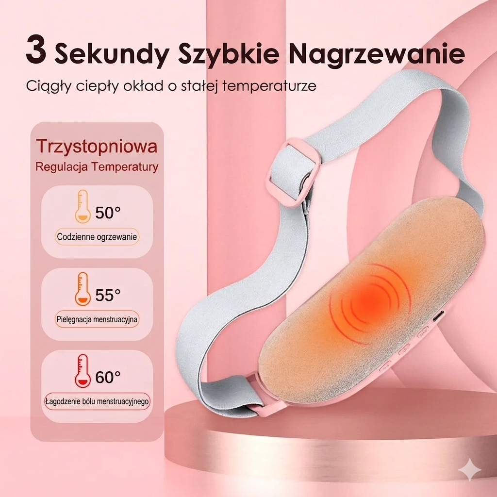 Elektryczny Pas Grzewczy AURORA — ogrzewanie + wibracje, ulga w bólu