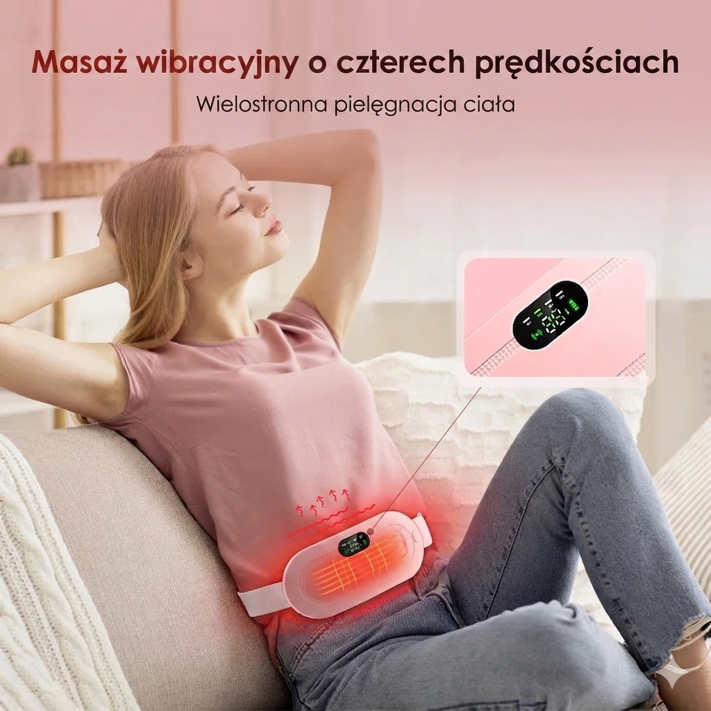 Elektryczny Pas Grzewczy AURORA — ogrzewanie + wibracje, ulga w bólu